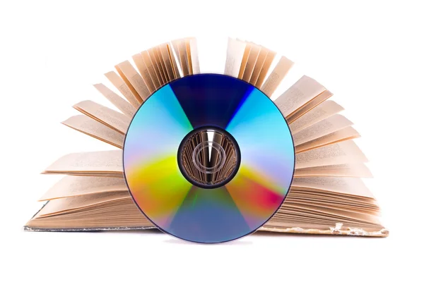CD su un libro aperto — Foto Stock