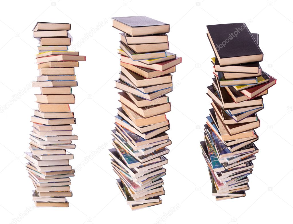 Three stacks of books