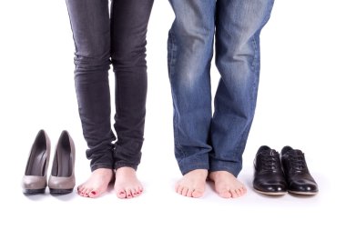 Man and a woman barefoot clipart