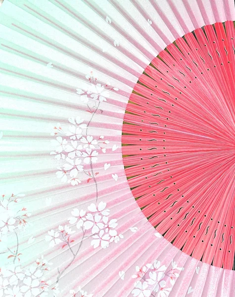 Sakura ramifica no ventilador japonês Fotografias De Stock Royalty-Free
