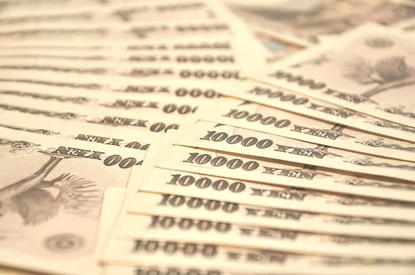 Notas de banco de iene japonês . Fotografia De Stock