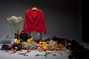 Still life with red jacket clipart