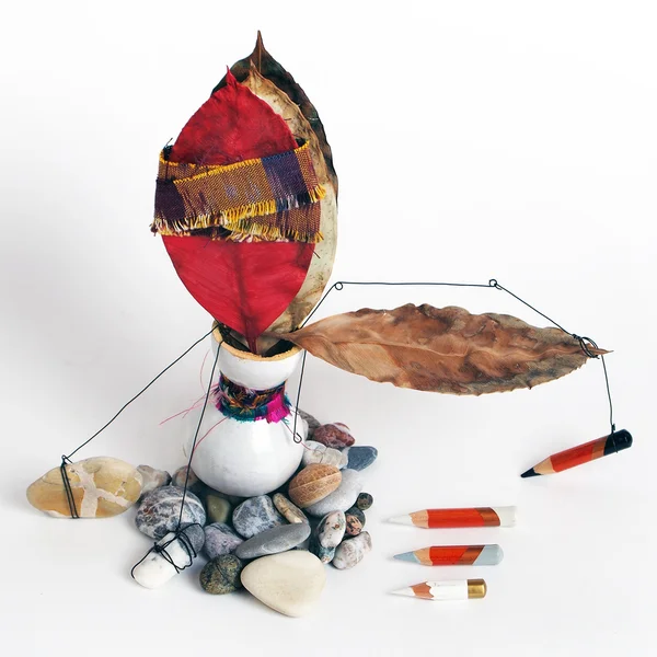 アーティストのブラシと赤葉 — ストック写真