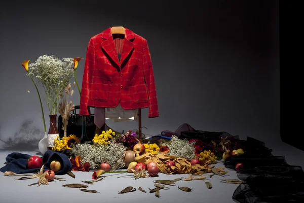 Kırmızı ceket ile natürmort — Stok fotoğraf