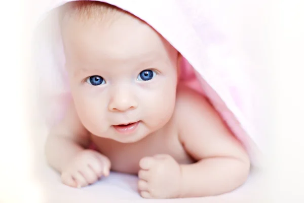 Lovely newborn in the hood — Stock Photo, Image