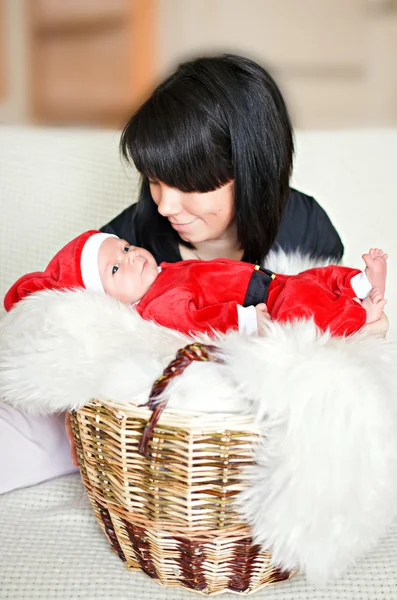 Santa baby; fur; newborn, New Year — Stock fotografie