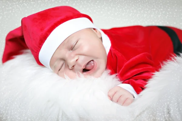 Santa baby; fur; newborn, New Year — Stock Photo, Image