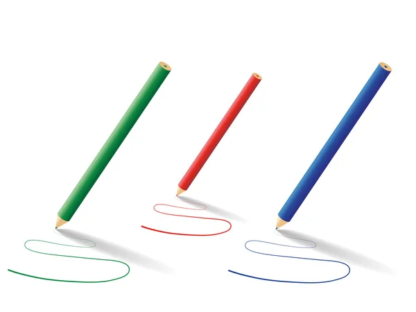 Gebogene Linien mit Bleistiften — Stockvektor