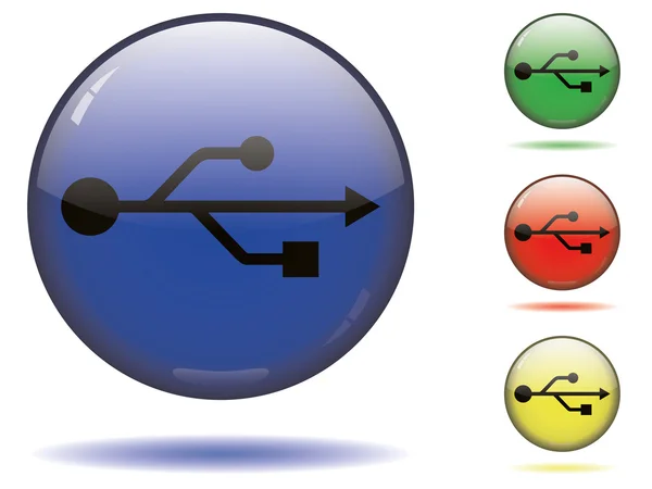 Símbolo USB en esferas de color — Archivo Imágenes Vectoriales