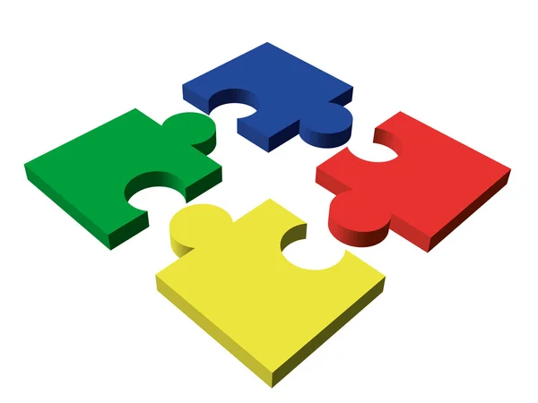 Puzzle couleur quatre pièces — Image vectorielle