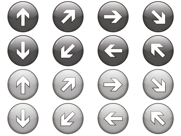 Набір з 8 кнопок зі стрілками — стоковий вектор