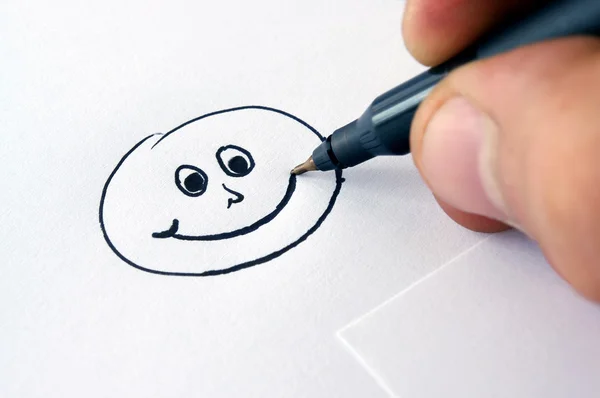 Drawing smiley face — Stok fotoğraf