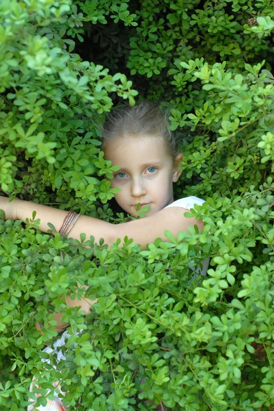 Детский портрет девушки зеленый фон — стоковое фото