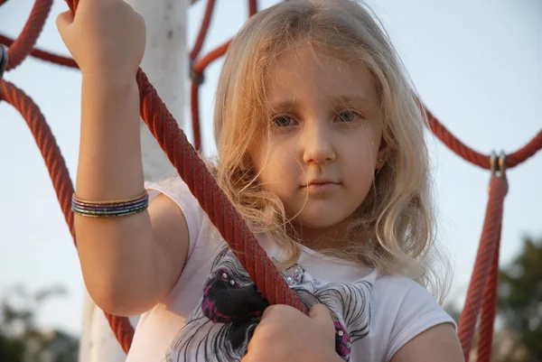 Girl in ropes — Stock Photo, Image