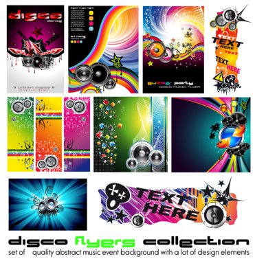 11 Abstract Music Background for Discoteque Flyer with a lot of desgin elem clipart