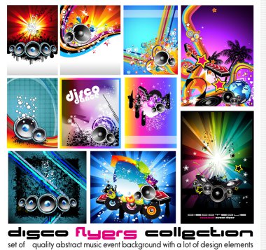 10 Abstract Music Background for Discoteque Flyer set 3 clipart