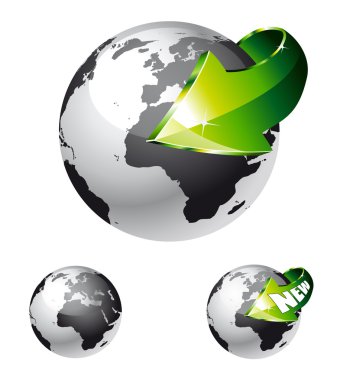 Earth Globe with an Arrow showing a recycle concept clipart