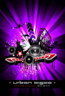 Music Event Background with Crazy DJ Shape for Disco Flyers clipart