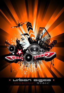 Music Event Background with Crazy DJ Shape for Disco Flyers clipart