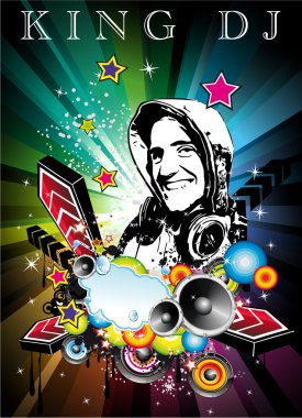 Music Event Background with Disk Jockey Shape for Discoteque Flyers clipart