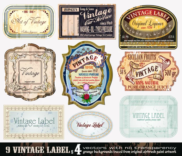 Étiquettes Vintage Collection - Set 4 — Image vectorielle