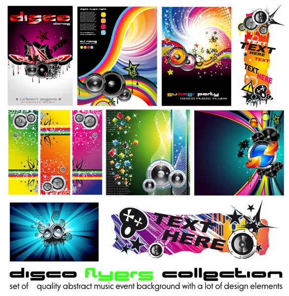11 abstrakte Musikuntermalung für Disco-Flyer mit viel Desgin-Element — Stockvektor