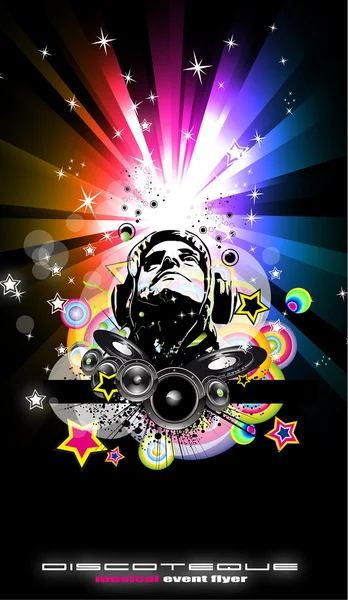 概要｜Music Disco Flyer特別な夜のイベントの背景 — ストックベクタ