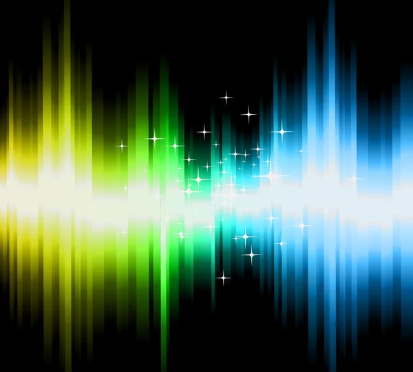 Lumières électriques avec dégradé coloré et étoiles délicates — Image vectorielle