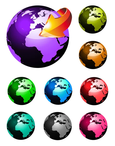 Gökkuşağı renkleri 3d parlak dünya Küre — Stok Vektör