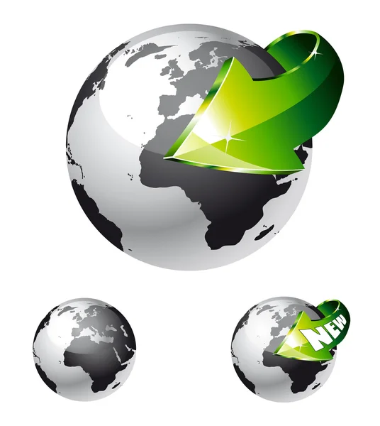 Globo de la Tierra con una Flecha mostrando un concepto de reciclaje — Vector de stock