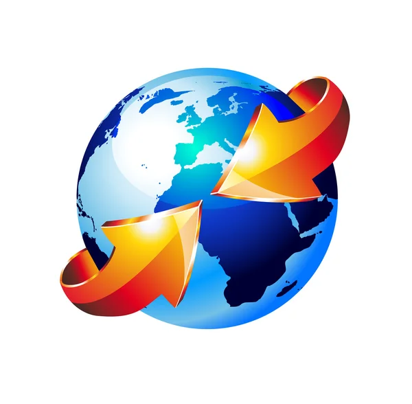 Earth globe met een pijl weergegeven: een recycle concept — Stockvector