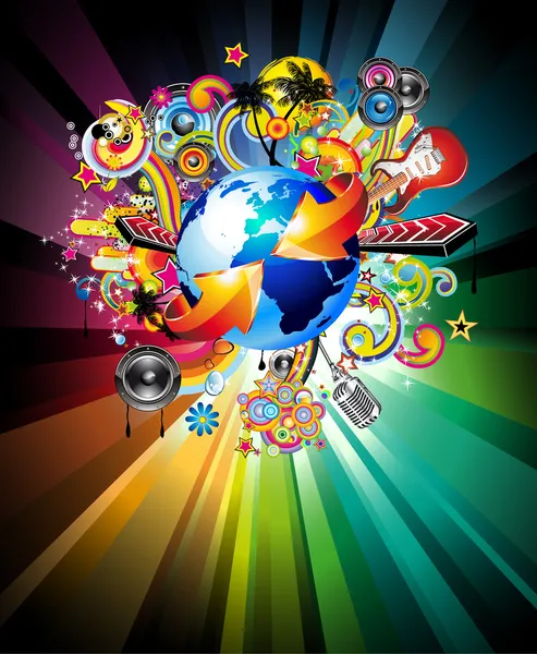 Flyer-Hintergrund für internationales globales Musikevent — Stockvektor