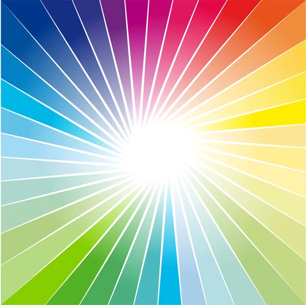 Arco-íris Ray de luzes fundo explosão — Vetor de Stock