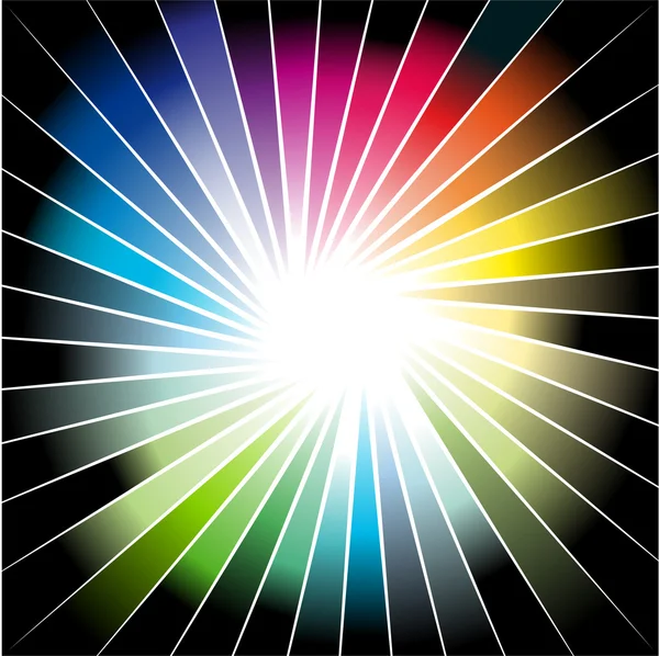 Arco iris Rayo de luces explosión fondo — Archivo Imágenes Vectoriales