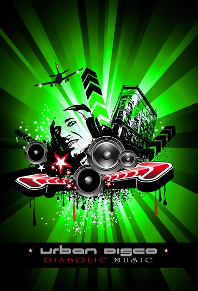 Musik-Event-Hintergrund mit verrückter DJ-Form für Disco-Flyer — Stockvektor