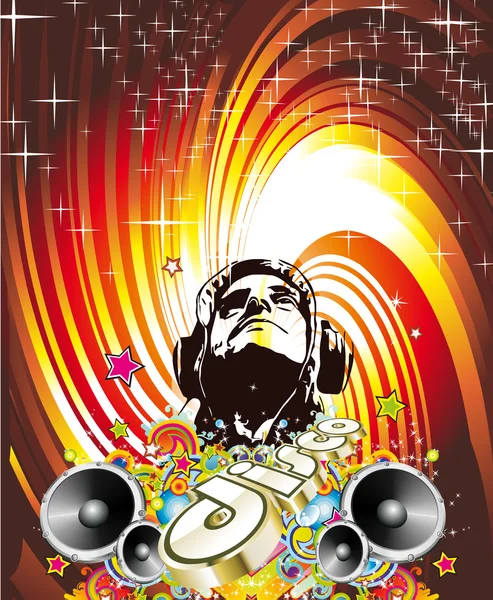 Disco Dance Event Background with Music Design Elements — Stock Vector