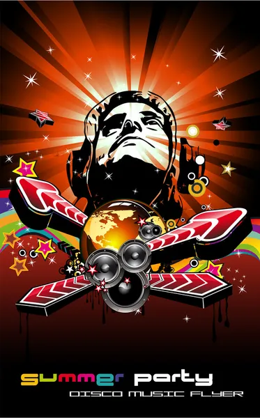 Musique événement fond avec Disk Jockey forme pour discothèque Flyers — Image vectorielle