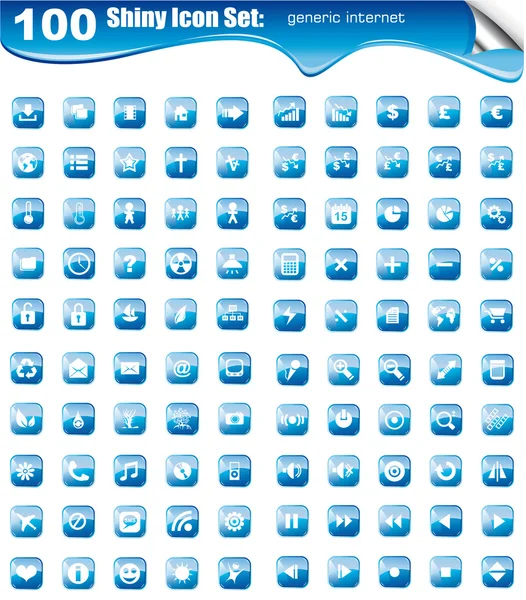 Mega collection av 100 ikoner för webbplatser knappen — Stock vektor
