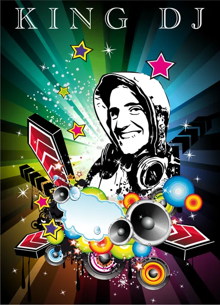 Musik-Event-Hintergrund mit Discjockey-Form für Disco-Flyer — Stockvektor