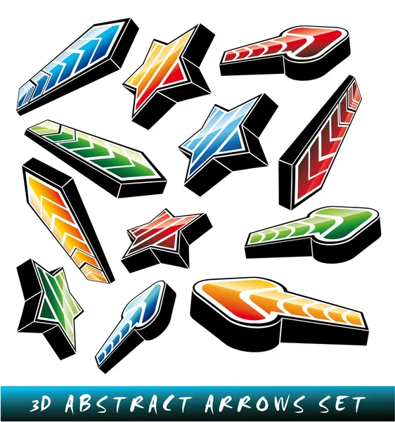 Colorful striped 3D arrows — Stockvector