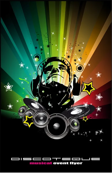 Bunter brennender DJ-Hintergrund für alternative Disco-Flyer — Stockvektor