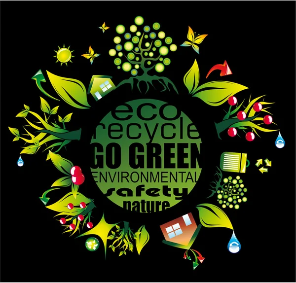 緑のチラシのための環境とエコの背景 — ストックベクタ