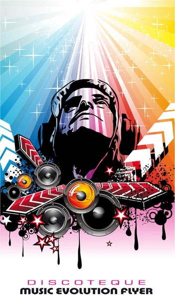 Bunter brennender DJ-Hintergrund für alternative Disco-Flyer — Stockvektor