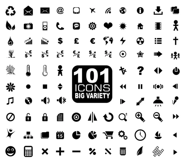 101 pictogrammen collectie - algemene. Internet, mulstimedia, financiële en meer — Stockvector