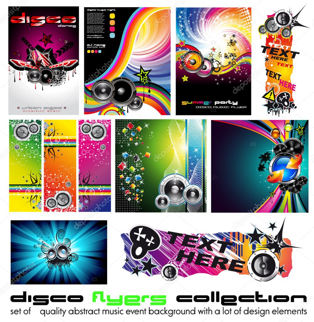 11 Abstract Music Background for Discoteque Flyer with a lot of desgin elem