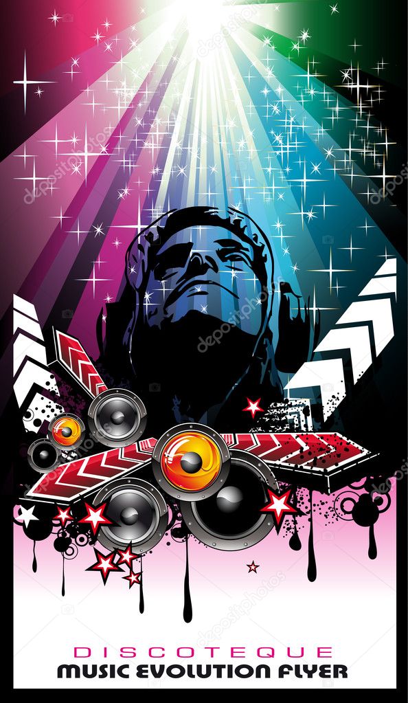 Music Event Background with Disk Jockey Shape for Discoteque Flyers