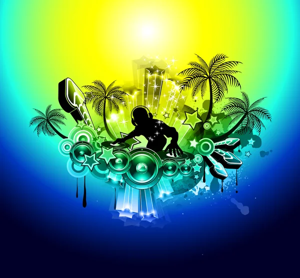 2012 yeni yıl tropikal müzik el ilanı — Stok Vektör