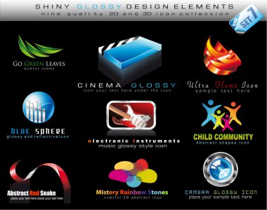 Design Element Collection with colorful Shiny Icons - Set 7 clipart