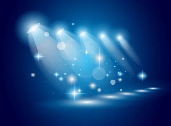 青い光線と魔法のスポット ライト — ストックベクタ