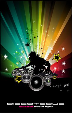 Musci Flyer Background with DJ Silhouette clipart